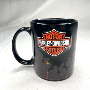 Harley Davidson Motorcycle Black Color Changing Flames Coffee Mug Licensed Biker